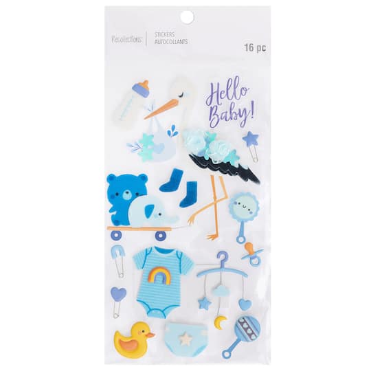 Baby Boy Stork Dimensional Stickers by Recollections&#x2122;